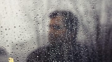 Man in the rain.