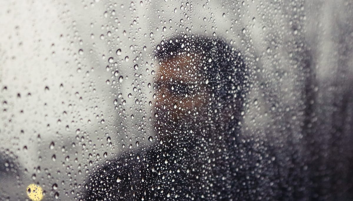 Man in the rain.