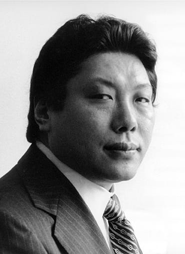 Black and white portrait of Chogyam Trungpa Rinpoche.