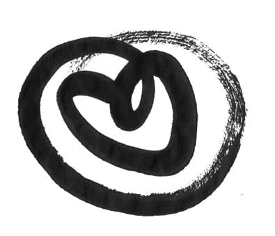 A drawing of a heart in a circle
