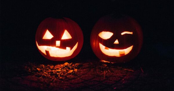 Two jack-o-lanterns.