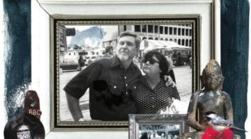 Photo of mom and dad in a frame.