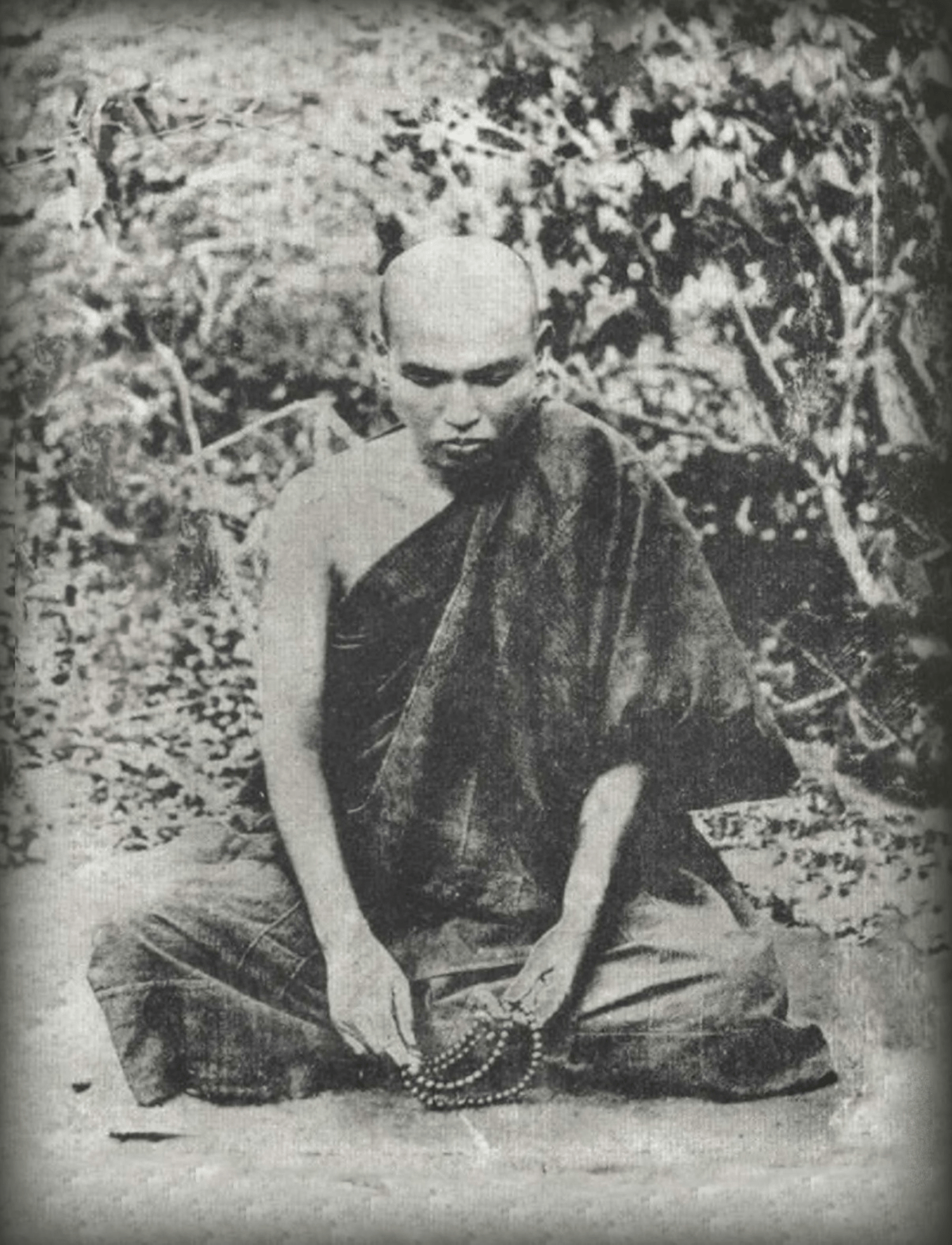 Monk Ledi Sayadaw sitting in meditation.