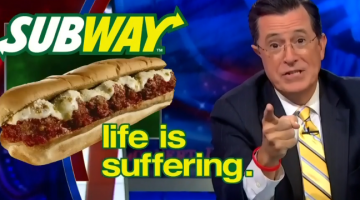stephen colbert, subway, life is suffering
