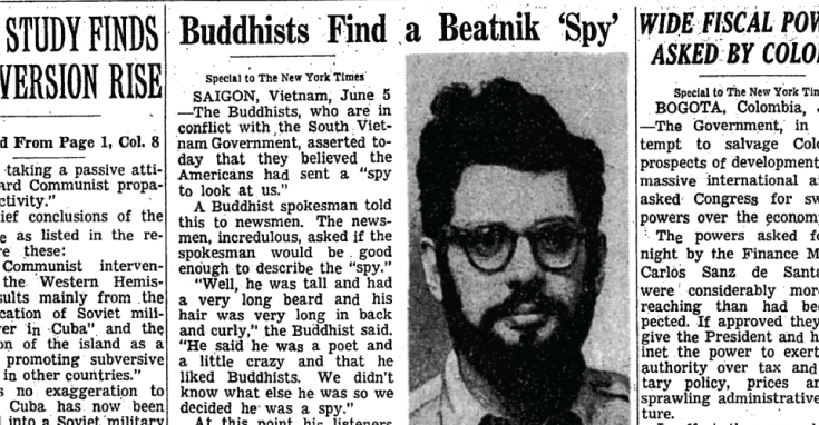 Allen Ginsberg Beatnik Spy Vietnam New York Times Lion's Roar Buddhism