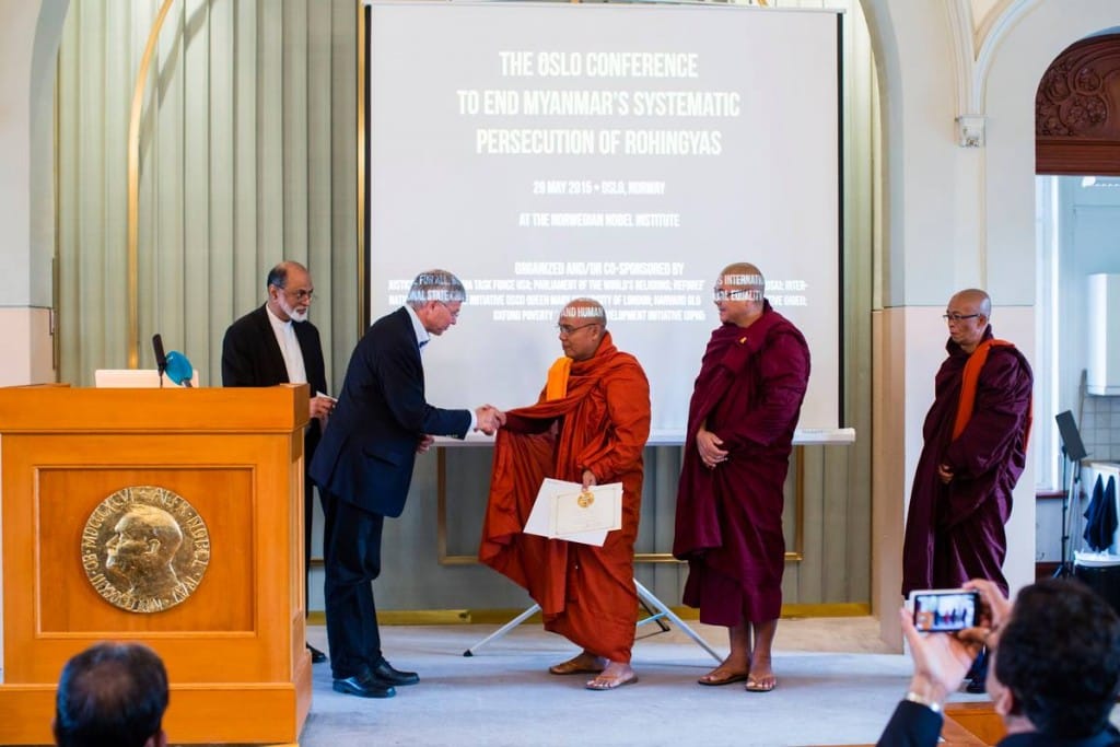 three burmese monks honored by parliament of world religions at nobel peace institute in oslo rohingya myanmar persecution lion's roar buddhism