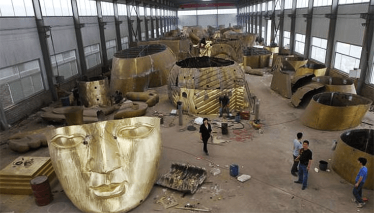 Construction of the 177 foot tall statue is underway.