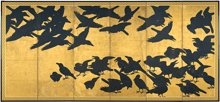 Crows, six-panel screen, Japan, Edo period / Eugene Fuller Memorial Collection, Seattle Art Museum.