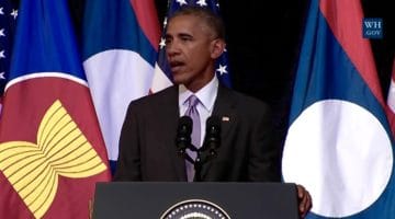 Obama speaking in Laos.