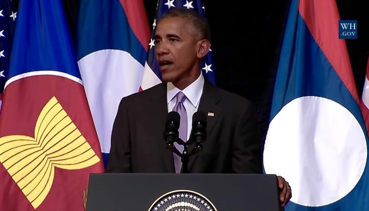 Obama speaking in Laos.