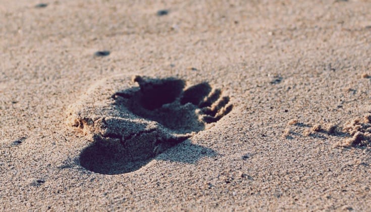 Footprint in sand.
