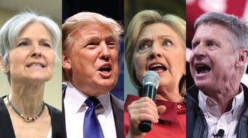 Presidential candidates Jill Stein, Donald Trump, Hillary Clinton, and Gary Johnson.