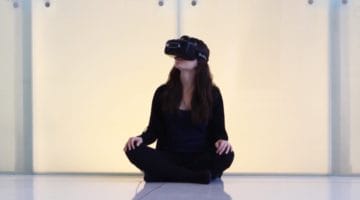 Meditator in virtual reality.