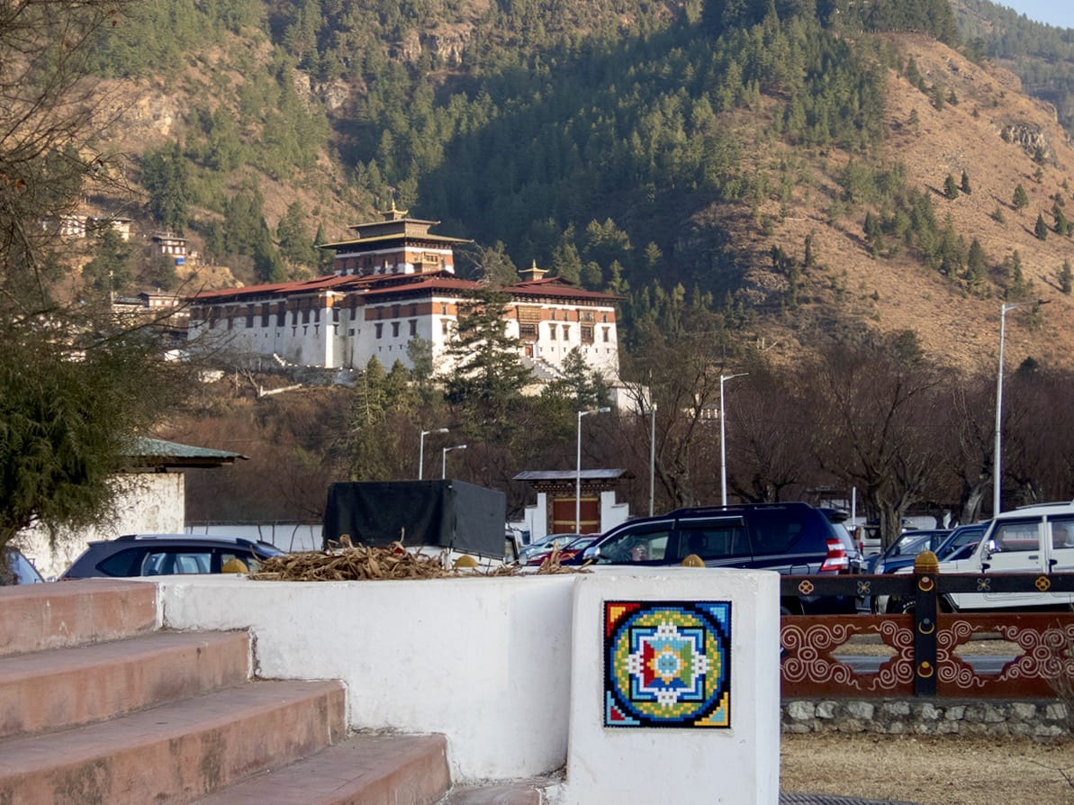 Mosaic of a mandala in Bhutan.