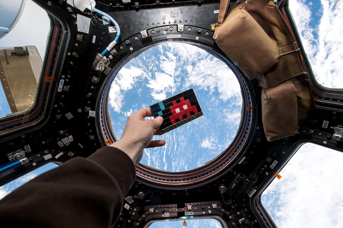 Space Invader mosaic on the space station.