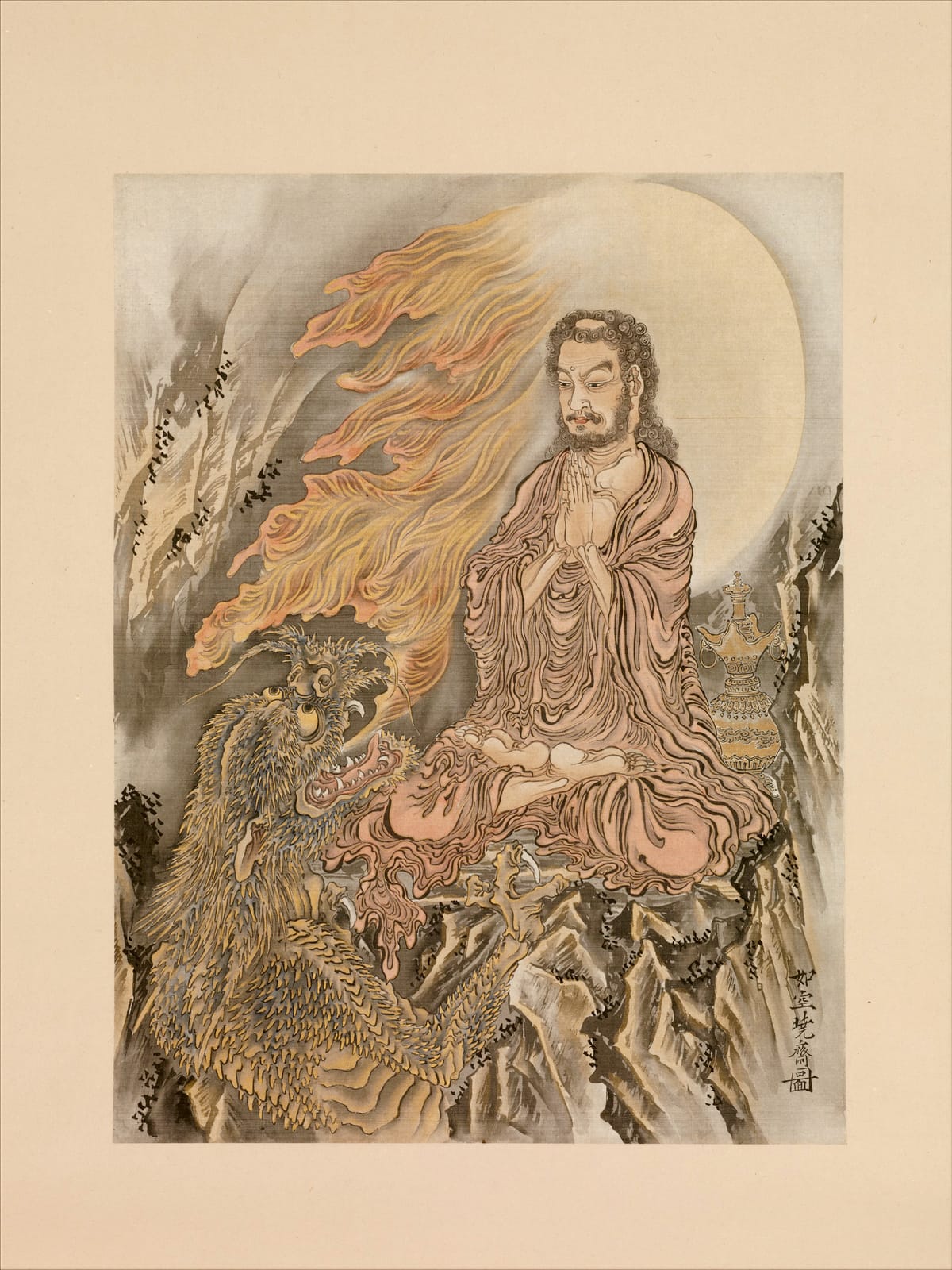 Painting of Shakyamuni conquering the demon mara.