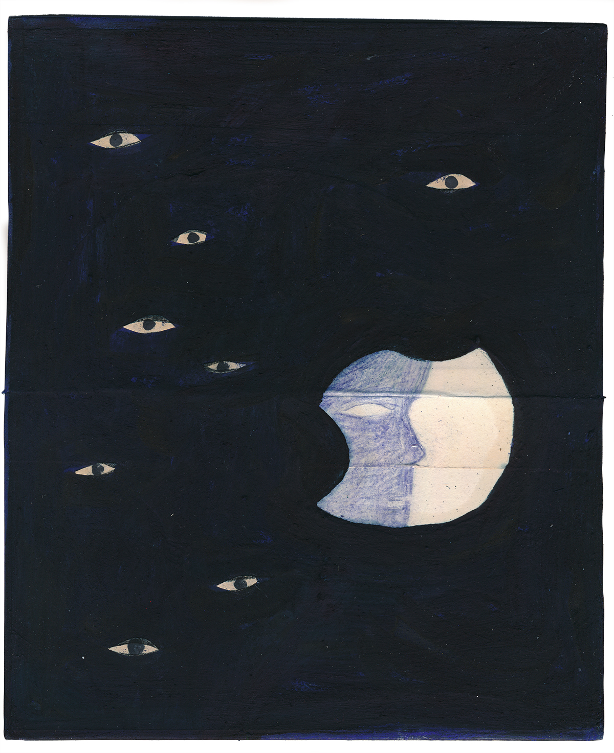 Dark painting with eyes.