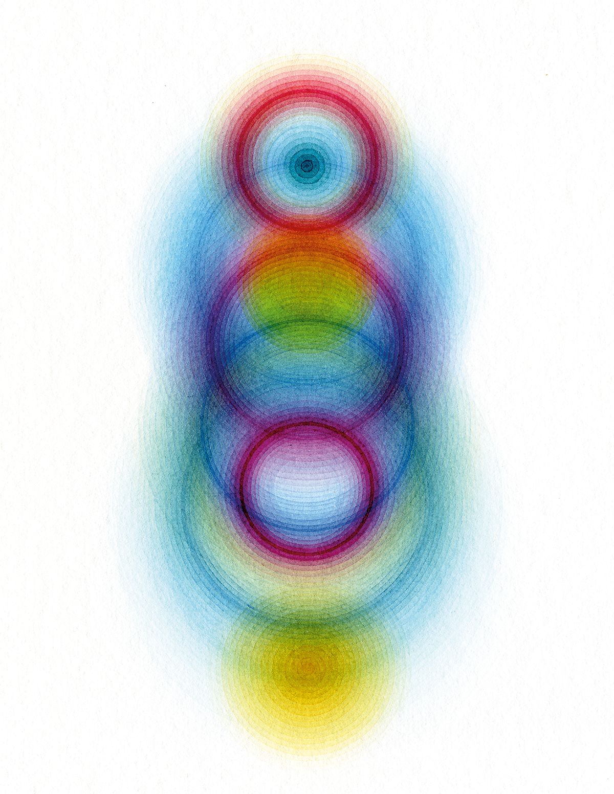 Circles of varying shades stacked-formed together to become one.