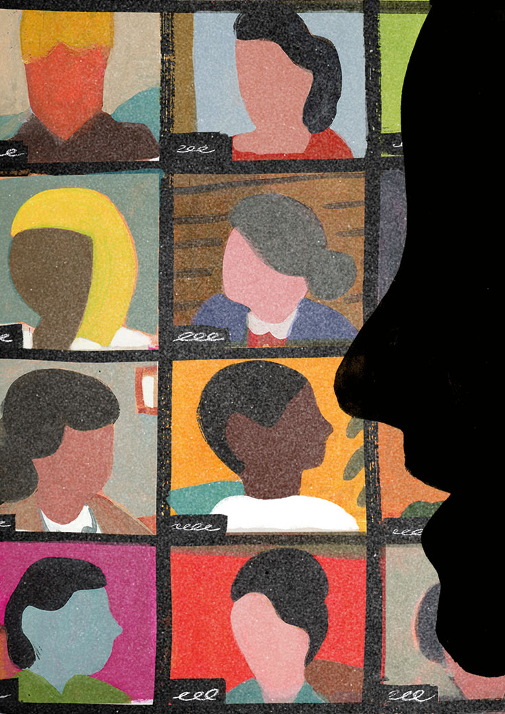 An illustration of video tiles on a virtual meeting