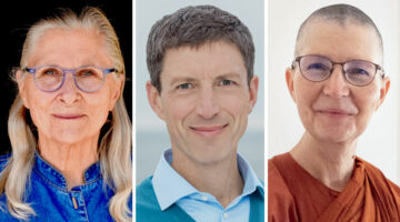 Left to right: Roshi Joan Halifax, Ari Goldfield, Rev. Konin Dhammadipa Cardenas