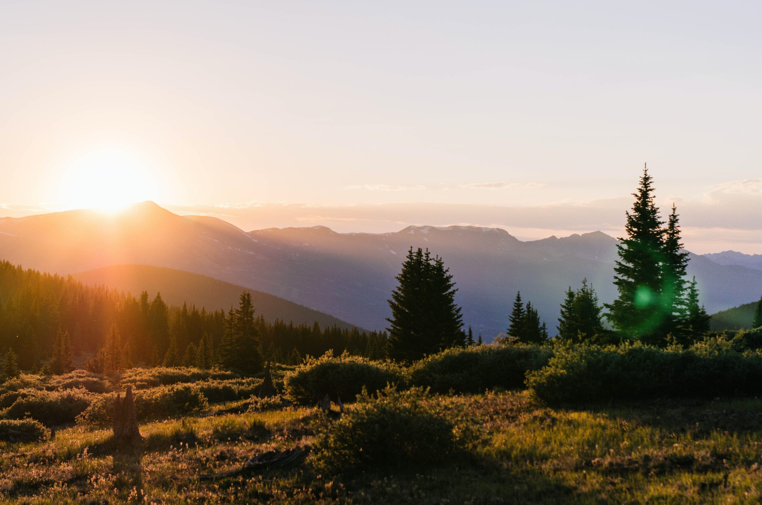 Mountain scene at sunset