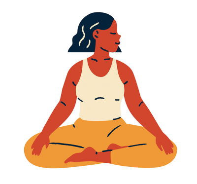 Illustrated woman practicing Mindfulness meditation